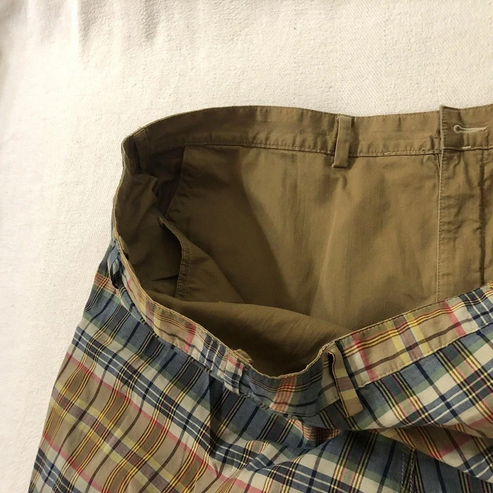 Polo Ralph Lauren Shorts Mens 48 Multicolor Plaid Chino Reversible 9 Inseam Big